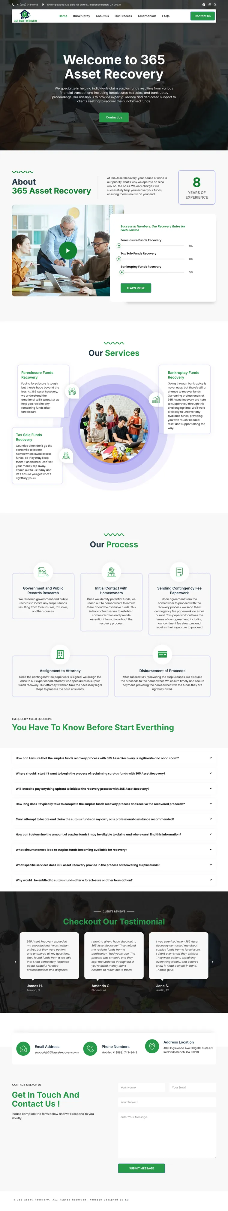 365 Asset Recovery website, built by Excess Quest