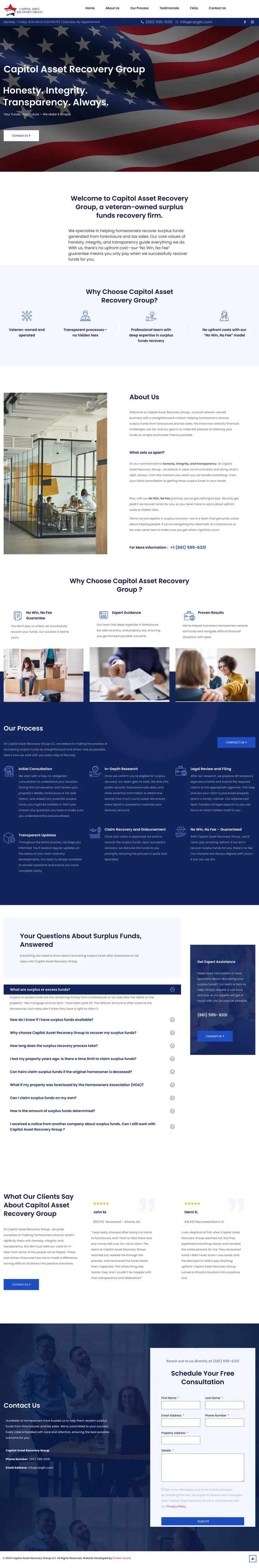 Capitol Asset Recovery Group website, built by Excess Quest
