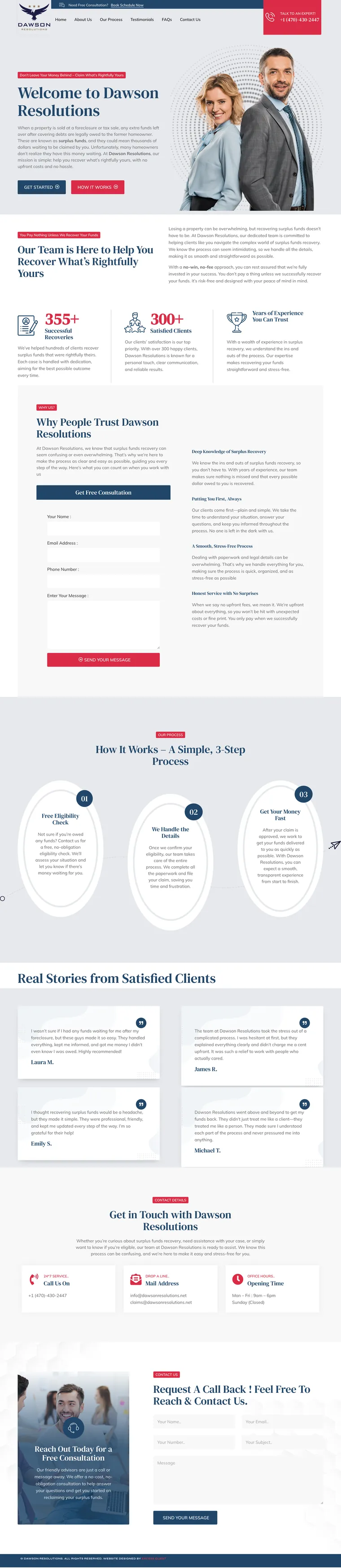 Dawson Resolutions website, built by Excess Quest