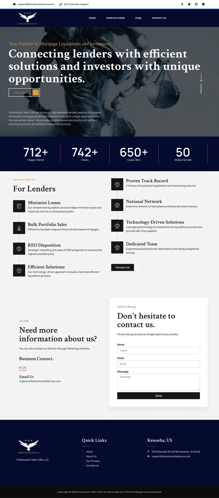 Foreclosure Team USA website, built by Excess Quest